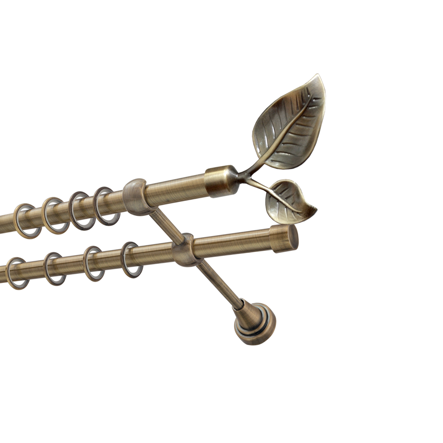 Металлический карниз для штор Тропик, двухрядный 16/16 мм, бронза, гладкая штанга, длина 180 см - фото Wikidecor.ru